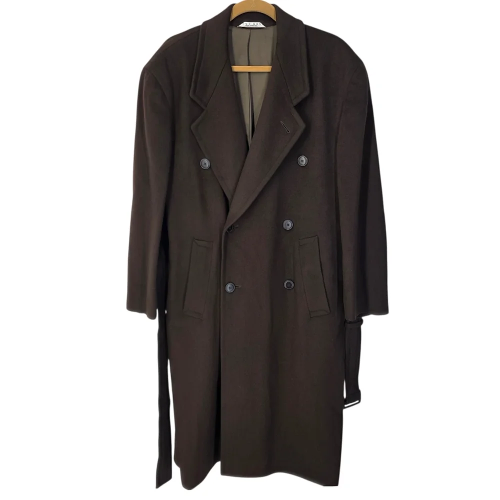 Boss Hugo Boss Continental Overcoat Wool Cashmere Double Breasted Brown Sz 34R